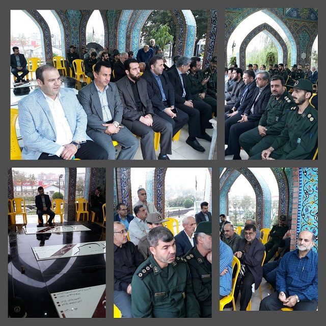 حضور شهردار، رییس شورای اسلامی شهر ، مدیران شهرداری به همراه مسئولان شهرستان در مراسم زیارت عاشورا در نخستین روز هفته دفاع مقدس در حرم شهدای گمنام لاهیجان